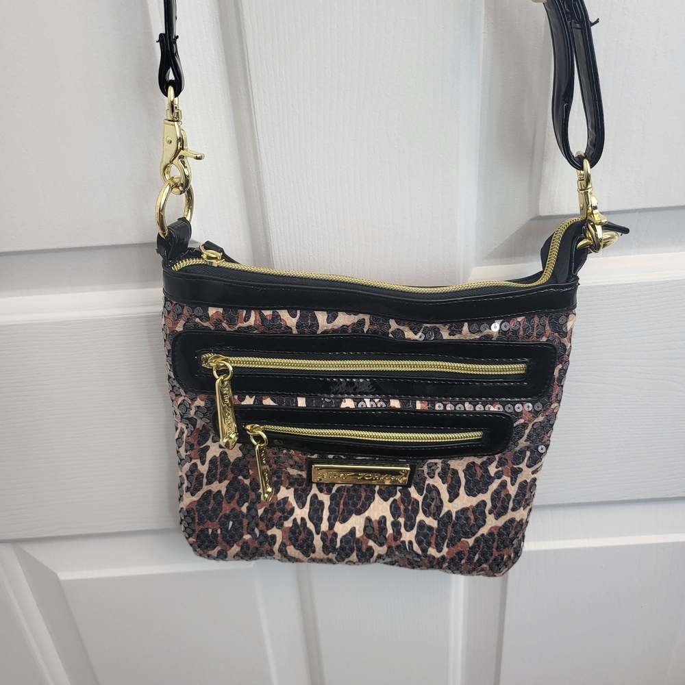 Leopard Print Crossbody Bag with Gold Accents